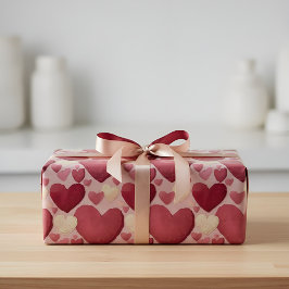 Vibrant Heart Pattern Wrapping Paper - Pink, Red,  Geschenkpapier