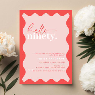 Vibrant Hello Nneunzigste Geburtstagsparty Einladung