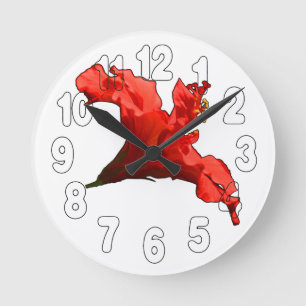 Vibrant Hibiscus Flower Runde Wanduhr