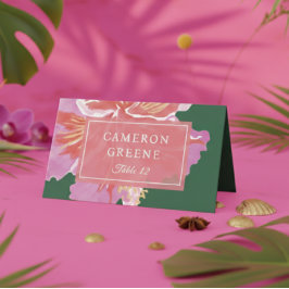 Vibrant Hibiscus Tropical Wedding Place Card Platzkarte
