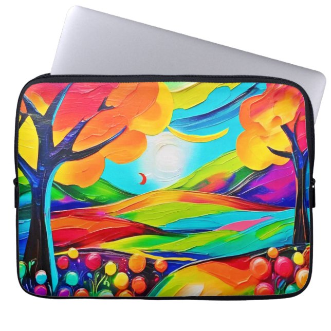 Vibrant Hillside Harmony Painting Laptopschutzhülle (Vorderseite)