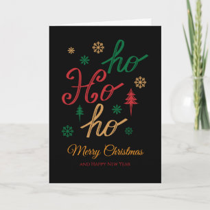 Vibrant Ho Ho Ho Frohe Weihnachten und Glück Neues Karte