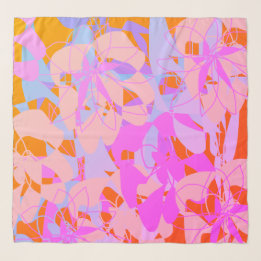 Vibrant Hot Pink Red Floral Feminine Chiffon Scarf Schal