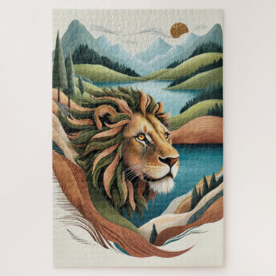 Vibrant Hybrid Lion Illustration Wildlife Puzzle