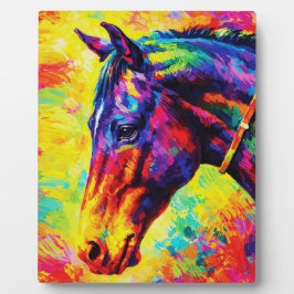 Vibrant Impasto Horse Portrait Colorful Wild Fotoplatte