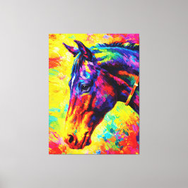 Vibrant Impasto Horse Portrait Colorful Wild Leinwanddruck