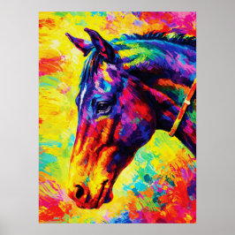 Vibrant Impasto Horse Portrait Colorful Wild Poster