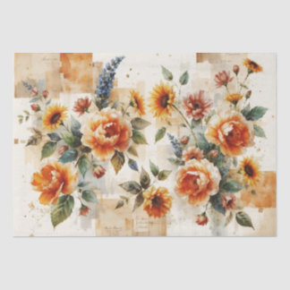 Vibrant Italian-Inspired Floral Collage Seidenpapier