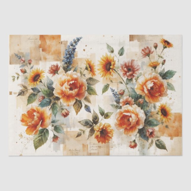 Vibrant Italian-Inspired Floral Collage Seidenpapier (Vorderseite)