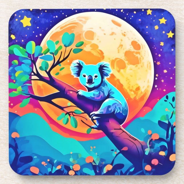Vibrant Koala Moon Getränkeuntersetzer (Vorderseite)
