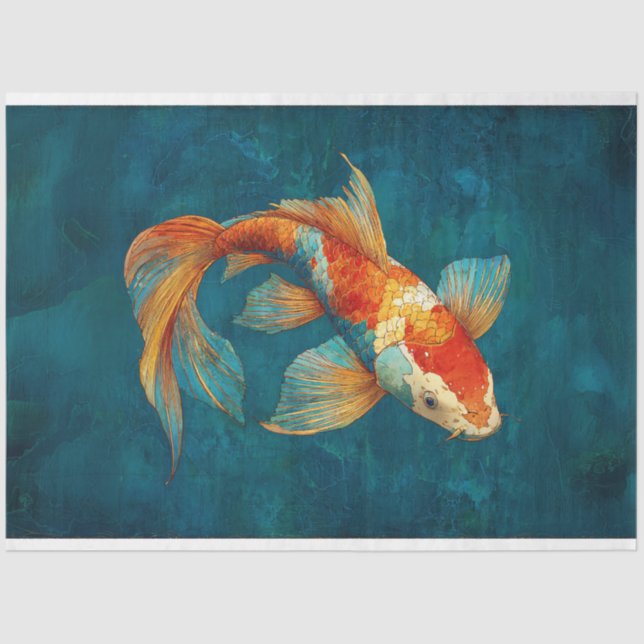 Vibrant Koi Fish Illustration Dekoupage Seidenpapier (Vorderseite)