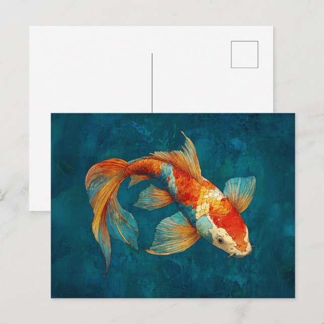 Vibrant Koi Fish Illustration Postkarte (Vorne/Hinten)
