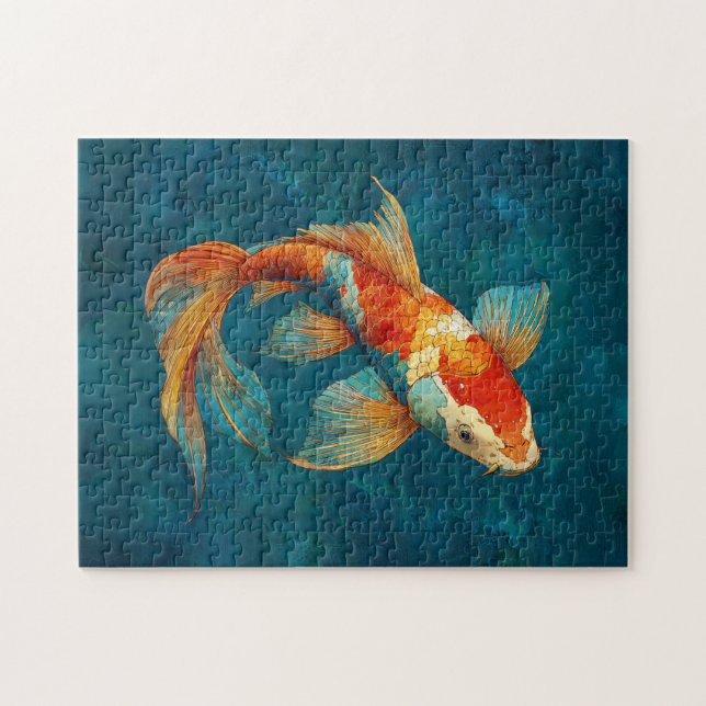 Vibrant Koi Fish Illustration Puzzle (Horizontal)