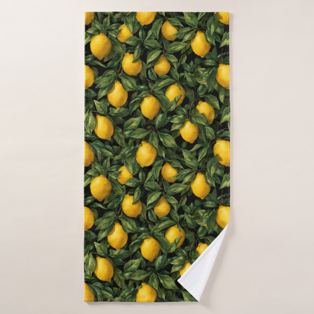 Vibrant Lemon Citrus Tree Pattern Badehandtuch (Badehandtuch)