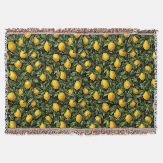 Vibrant Lemon Citrus Tree Pattern Decke (Vorderseite)