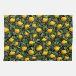 Vibrant Lemon Citrus Tree Pattern Geschirrtuch