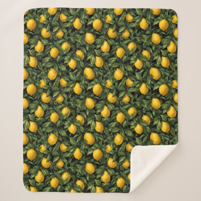 Vibrant Lemon Citrus Tree Pattern Sherpadecke (Vorderseite)
