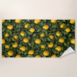 Vibrant Lemon Citrus Tree Pattern Strandtuch