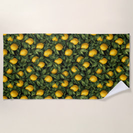 Vibrant Lemon Citrus Tree Pattern Strandtuch