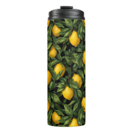 Vibrant Lemon Citrus Tree Pattern Thermosbecher