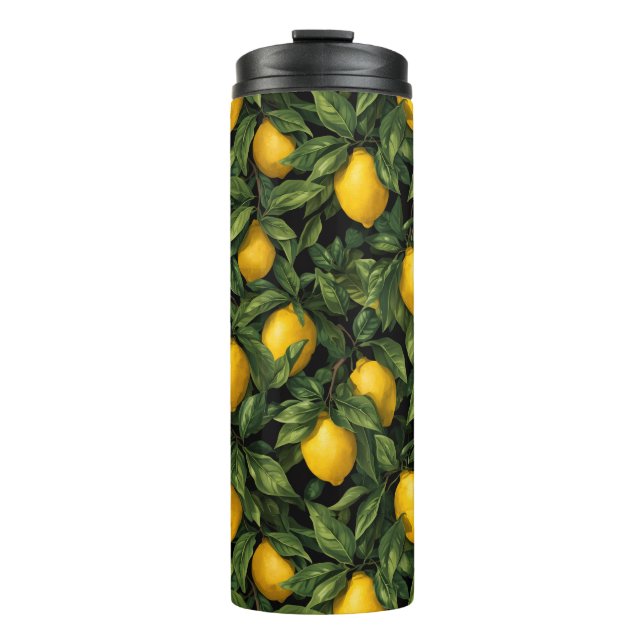 Vibrant Lemon Citrus Tree Pattern Thermosbecher (Vorderseite)