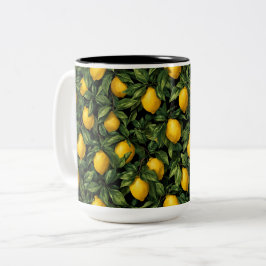 Vibrant Lemon Citrus Tree Pattern Zweifarbige Tasse