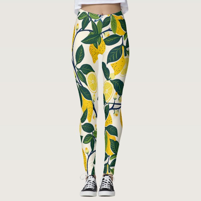 Vibrant Lemon Grove Leggings (Vorderseite)