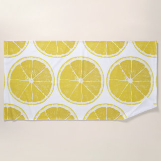 Vibrant Lemon Slice Pattern Summer Beach Towel Strandtuch