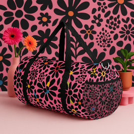 Vibrant Leopard Print Inspired Floral Pattern  Duffle Bag