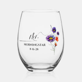 Vibrant Lila Orange Wildblumen Mr. Weinglas Ohne Stiel