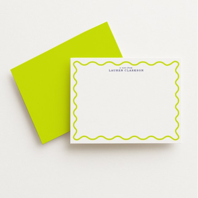 Vibrant Lime Wavy Frame Note Card Einladung (Von Creator hochgeladen)