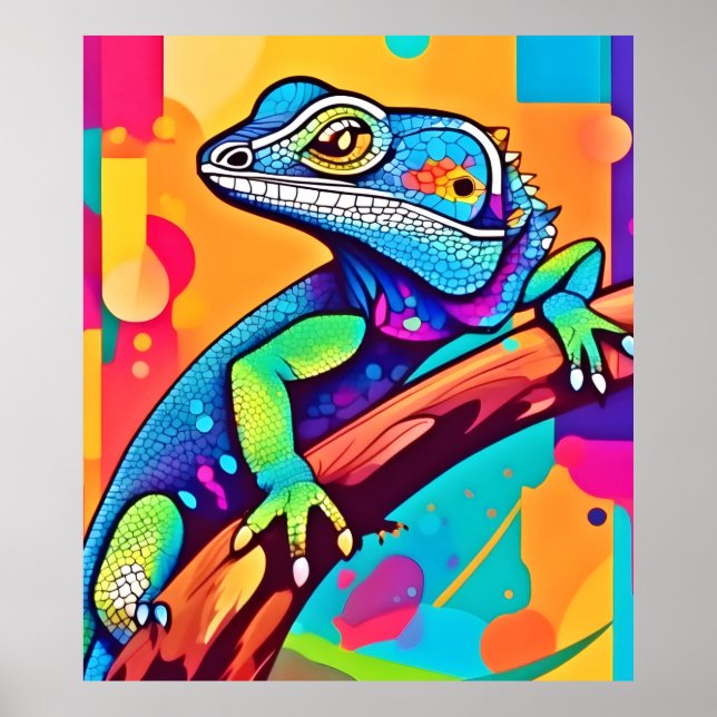 Vibrant Lizard Artwork Poster (Vorne)