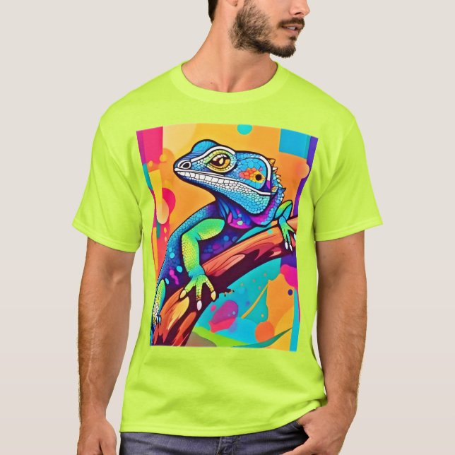 Vibrant Lizard Artwork T-Shirt (Vorderseite)