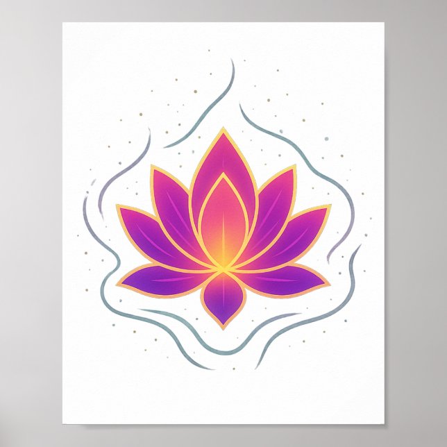 Vibrant Lotus Flower Yoga Wall Art Poster (Vorne)