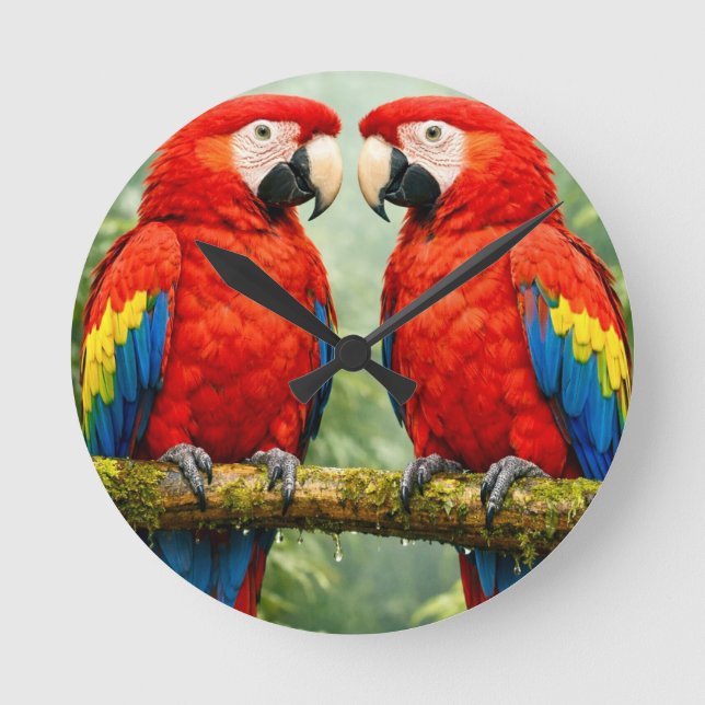 “Vibrant Macaw Parrot Wall Clock |  Runde Wanduhr (Vorderseite)