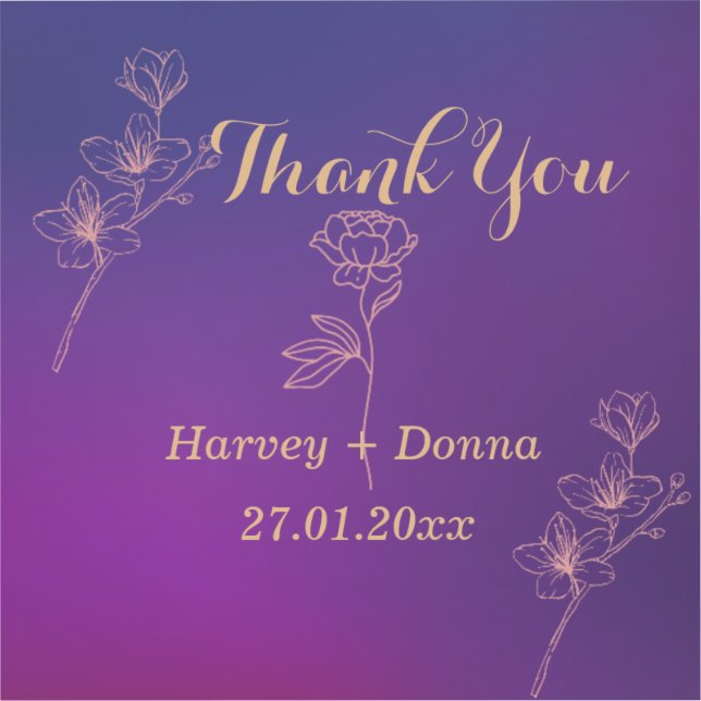 Vibrant Magenta Lila Vielen Dank für Ihre Hochzeit Aufkleber (Vorderseite)