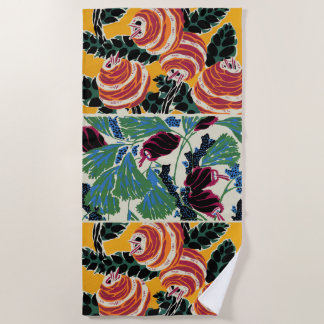 Vibrant Magenta & Orange Abstract Flower Art Strandtuch