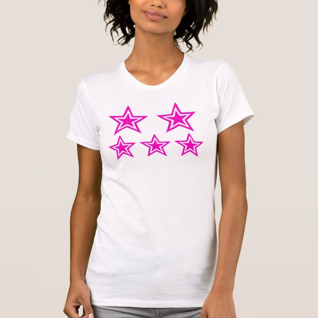 Vibrant Magenta Star Shapes Graphic T-Shirt (Vorderseite)