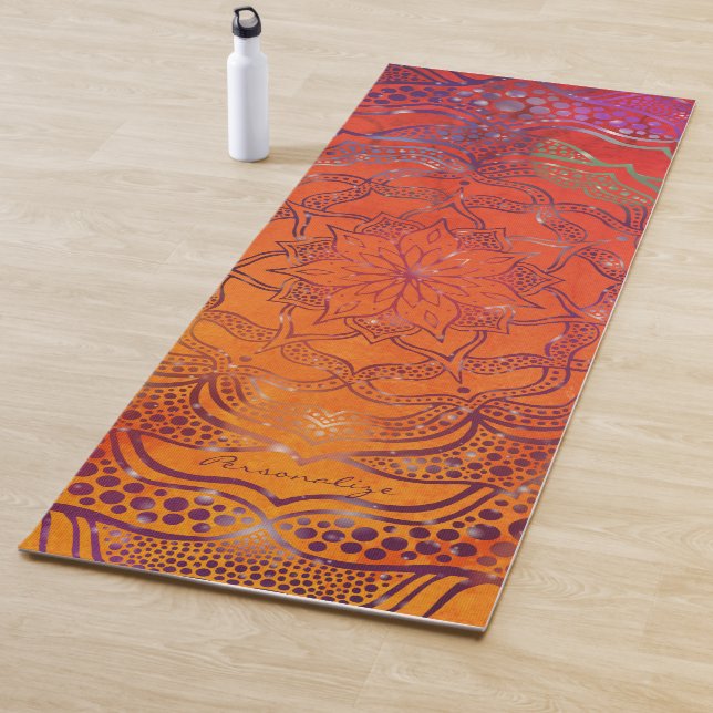Vibrant Mandala Blume Boho Stylish Bright Orange Yogamatte (Beispiel)