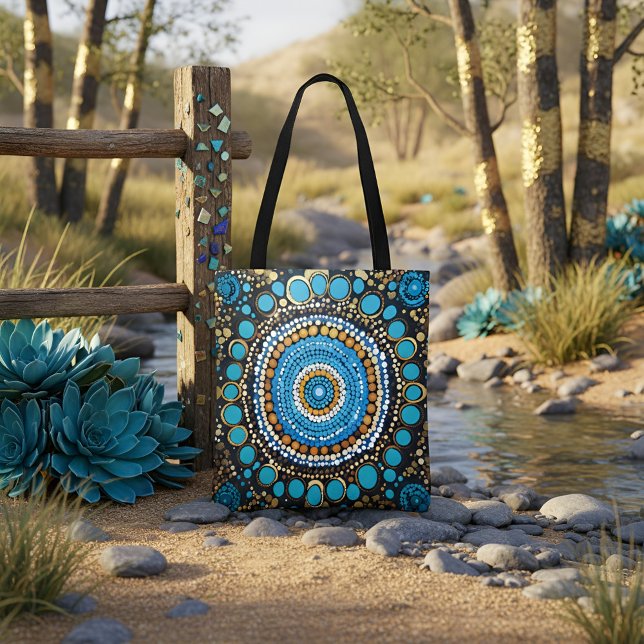 Vibrant Mandala Dot Pattern Tote Bag with Blue and (Von Creator hochgeladen)