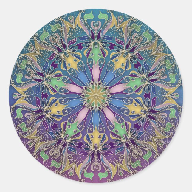 Vibrant Mandala Sticker (Vorderseite)