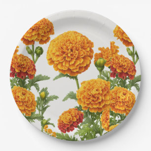 "Vibrant Marigold Print Paper Teller. Pappteller