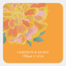 Vibrant Marigold Summer Wedding Quadratischer Aufkleber