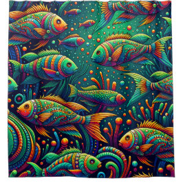 "Vibrant Marine Mosaic" Duschvorhang