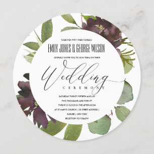 VIBRANT MAROON GREEN BLOOM FOLIAGE BUNCH WEDING EINLADUNG