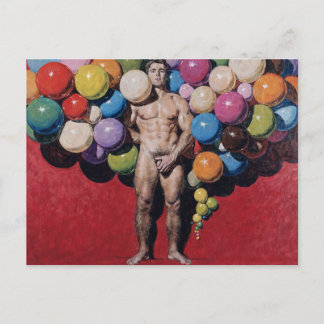 Vibrant Masculine Nude Surrealist Painting Postkarte