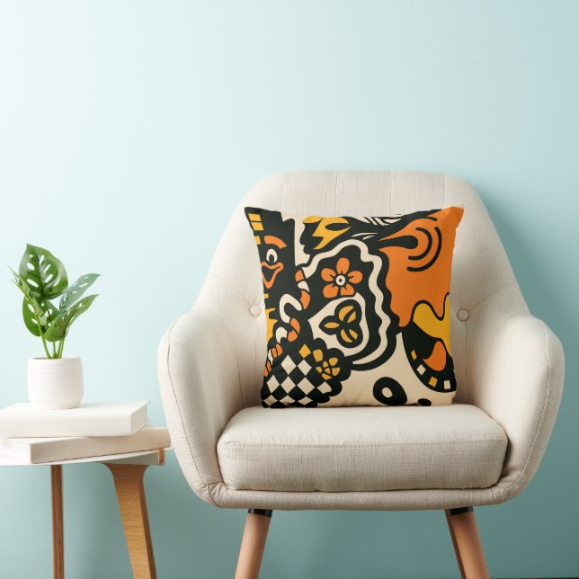 Vibrant Masked Whimsy Kissen (Stuhl )