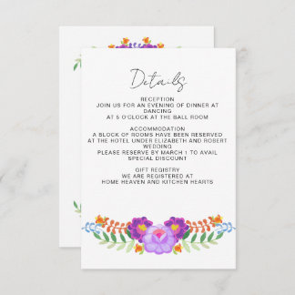 Vibrant Mexican Floral Fiesta Wedding Begleitkarte