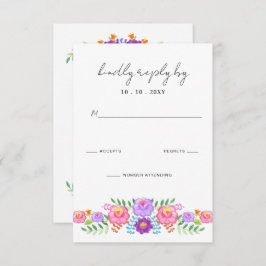 Vibrant Mexican Floral Fiesta Wedding RSVP Karte