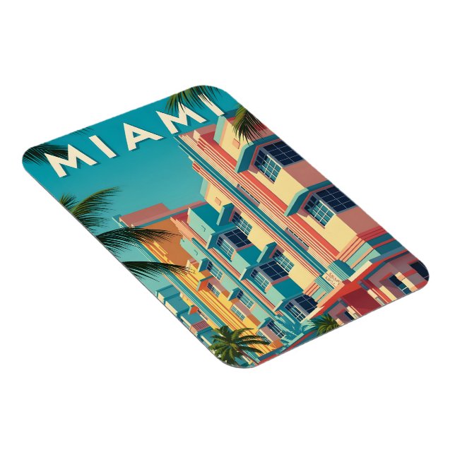 Vibrant Miami buildings with palm trees Magnet (Rechte Seite)